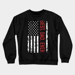 Best Dad Ever Us American Flag Gift For Father'S Day Short Crewneck Sweatshirt